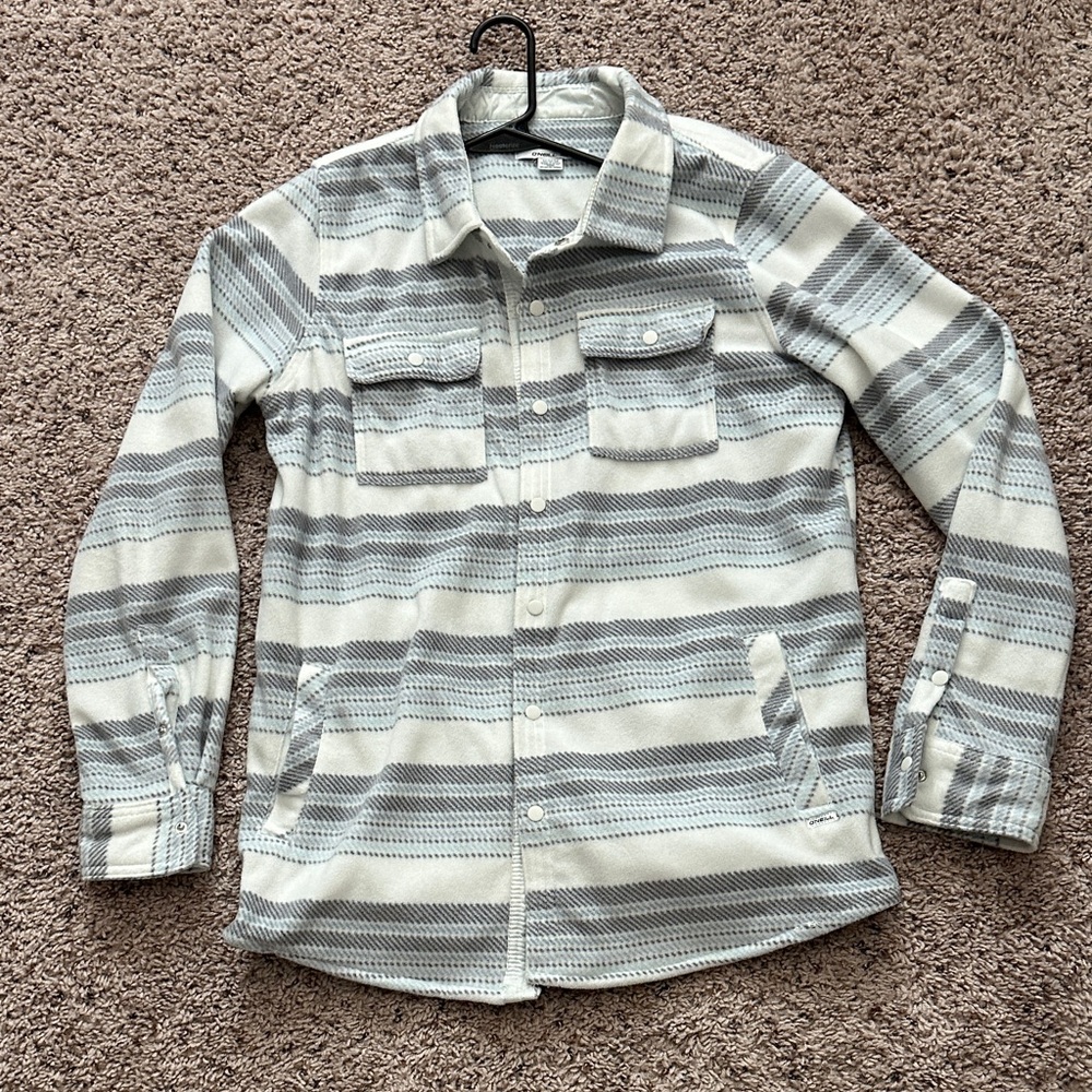 O'Neill Striped Button-Down Shirt in Cream and Gray